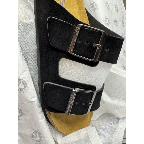 New In Box Birkenstock Arizona black Suede Women's Sandals Size 8 Or 39- Black - Picture 8 of 10